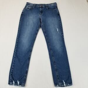 Mott & Bow Jeans Womens Size 29x28 Boyfriend Slim Straight Ridge Crop Cuffed